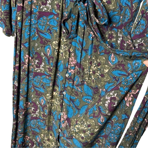 Knot Sisters Asymmetrical High Low Button down Boho Chic Wrap Style Dress Size M - Picture 6 of 14